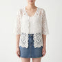 Open Front Crochet Style Cardigan -  Margie
