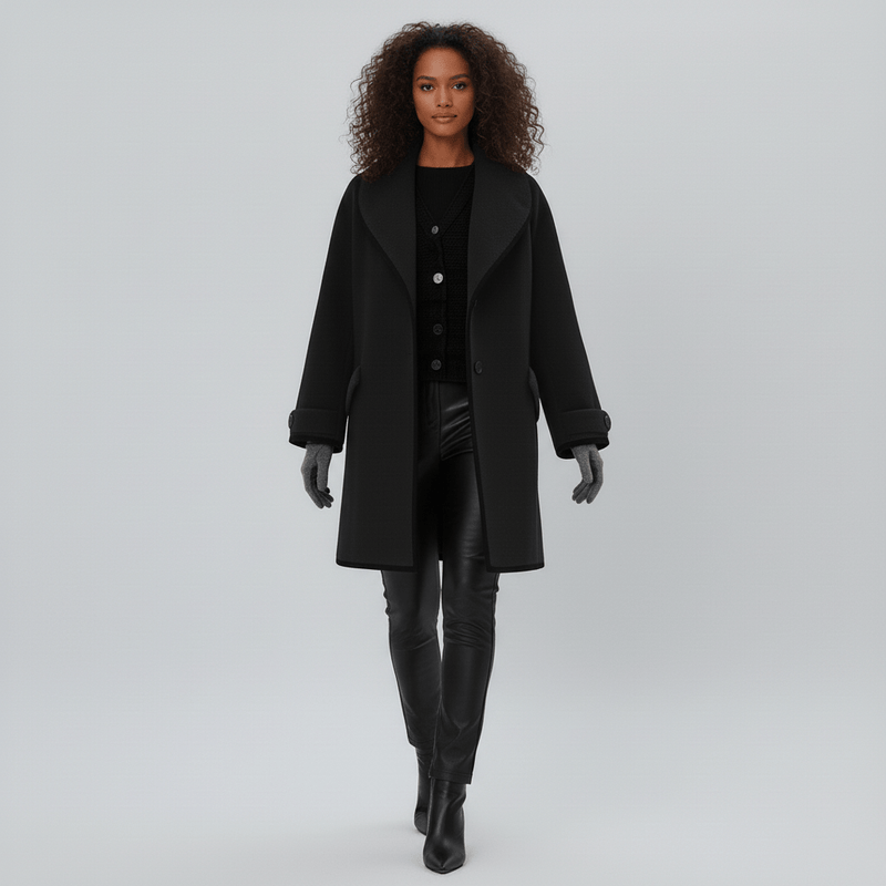 Oversized Mantel Mit Weitem Revers - Lillian