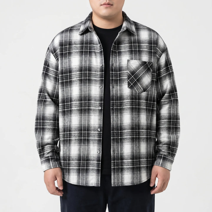 Oversized Plaid Long Sleeve Shirt - Raymond