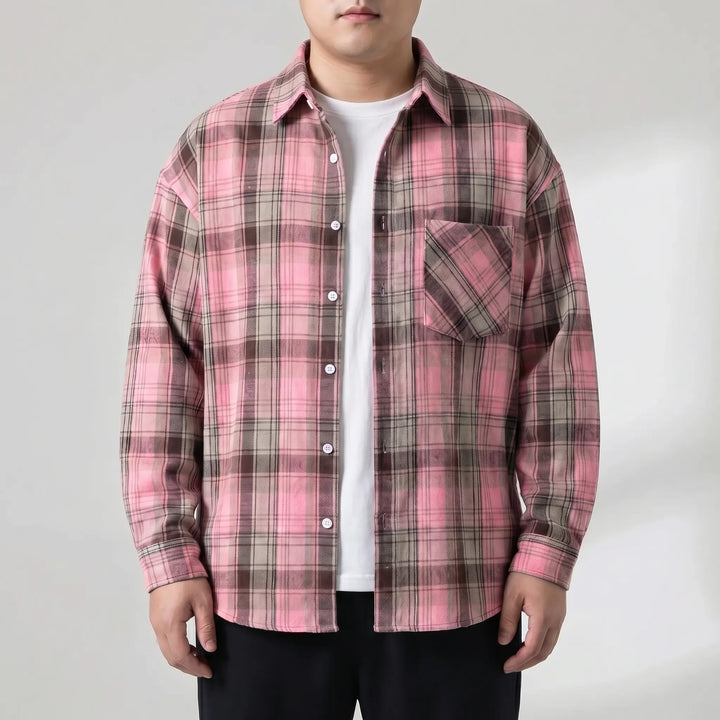 Oversized Plaid Long Sleeve Shirt - Raymond