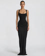 Corset Maxi Dress with Draped Skirt and Lace-Up Back 1