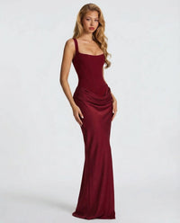 Corset Maxi Dress with Draped Skirt and Lace-Up Back 11