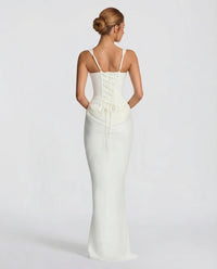 Corset Maxi Dress with Draped Skirt and Lace-Up Back 6