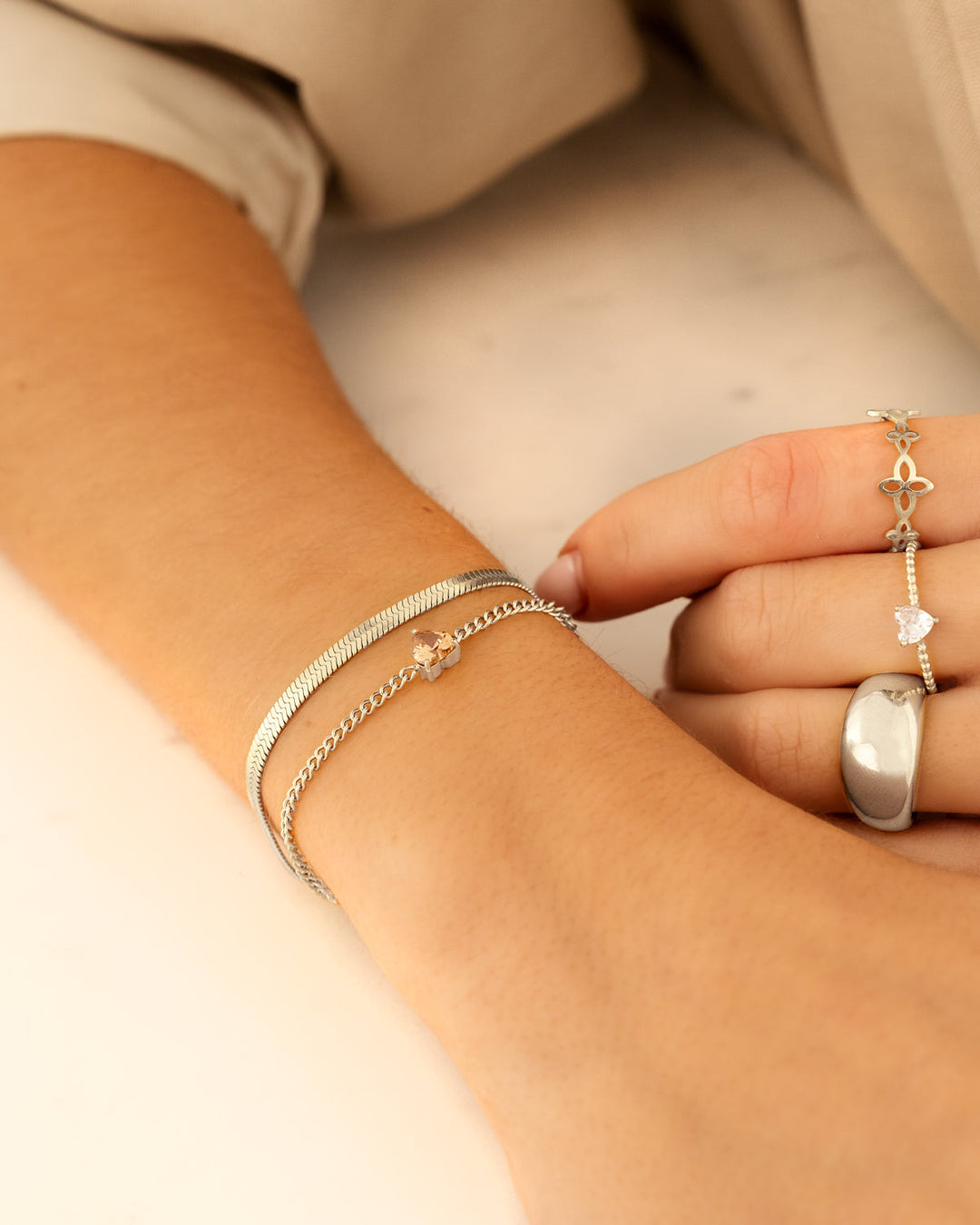 Heart-shaped Birthstone Bracelet