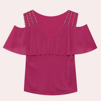 Modische V-Ausschnitt Bluse für Damen - Elvira