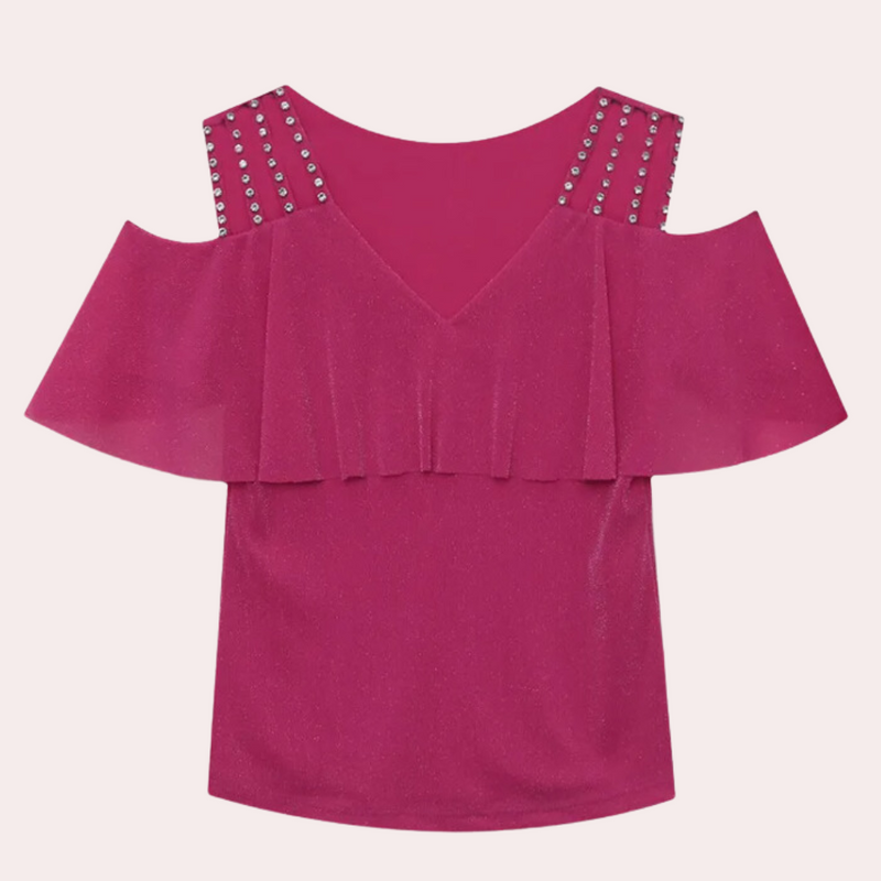 Modische V-Ausschnitt Bluse für Damen - Elvira