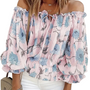 Schulterfreie Blumenbluse mit Rüschen – Fayenne
