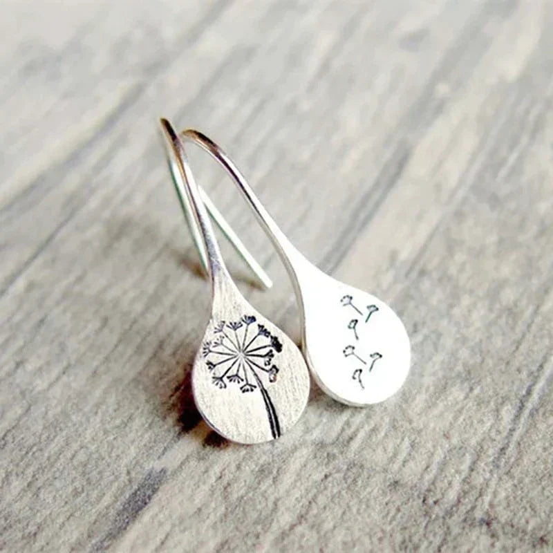 Silver Dandelion Earrings - Amira