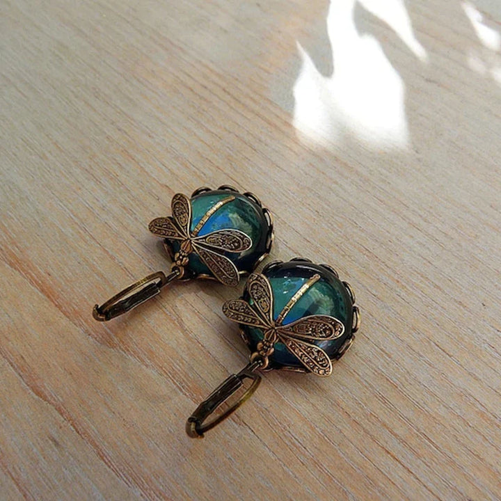 Stylish Crystal Antique Gold Earrings - Amarae