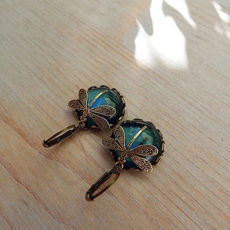 Stylish Crystal Antique Gold Earrings - Amarae