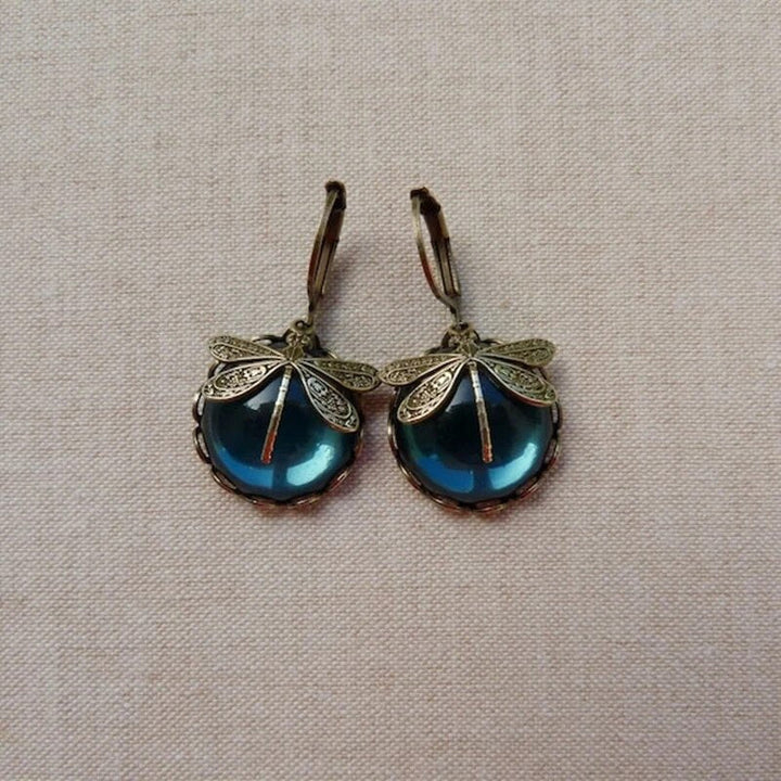 Stylish Crystal Antique Gold Earrings - Amarae