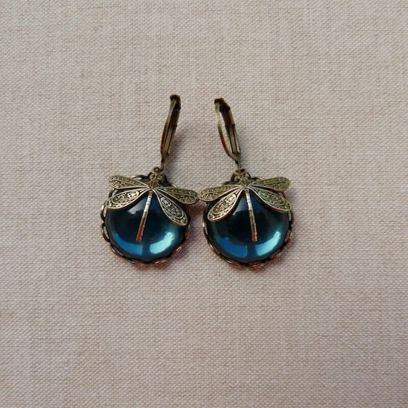 Stylish Crystal Antique Gold Earrings - Amarae