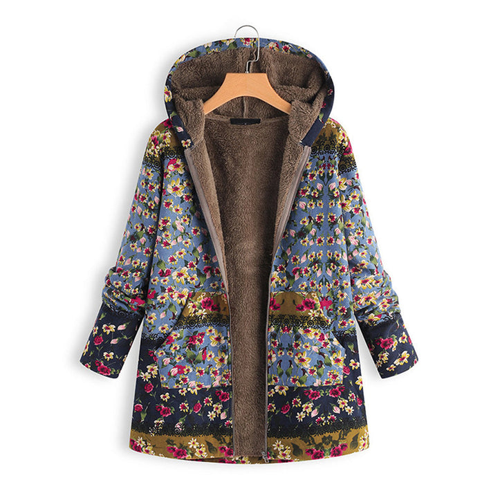 Langer Damen-Teddy-Mantel mit Kapuze - Seraphina
