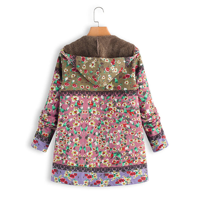 Langer Damen-Teddy-Mantel mit Kapuze - Seraphina