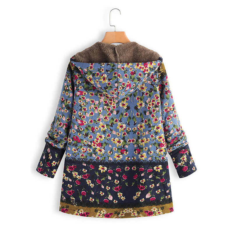 Langer Damen-Teddy-Mantel mit Kapuze - Seraphina