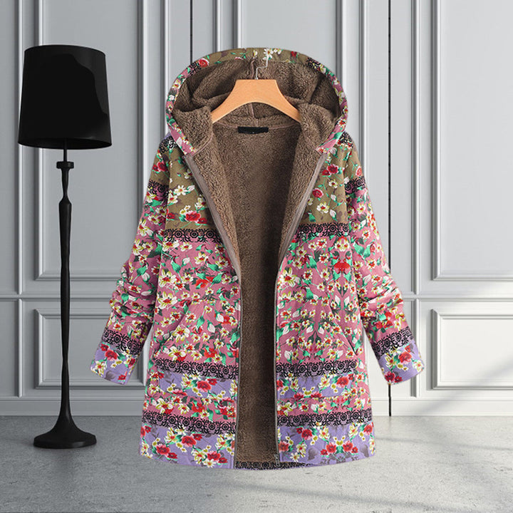 Langer Damen-Teddy-Mantel mit Kapuze - Seraphina