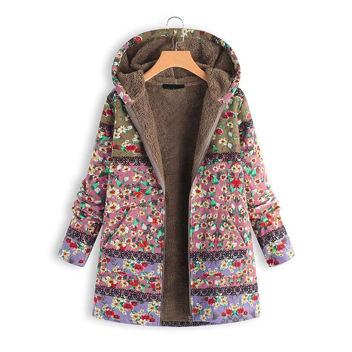 Langer Damen-Teddy-Mantel mit Kapuze - Seraphina