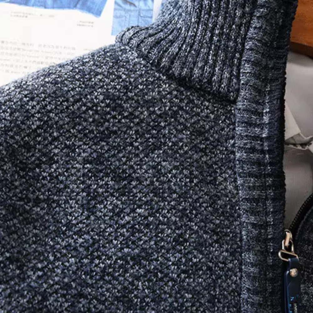 Shizley - Herrenpullover mit hohem Kragen und Reißverschluss