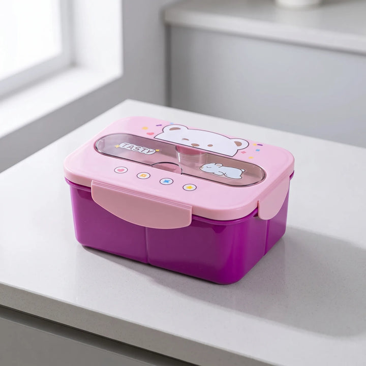 Playful Cartoon Bear Multi-Compartment Bento Box - Craveo