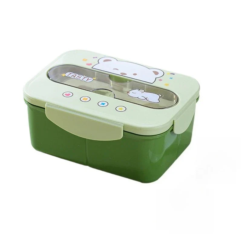 Playful Cartoon Bear Multi-Compartment Bento Box - Craveo