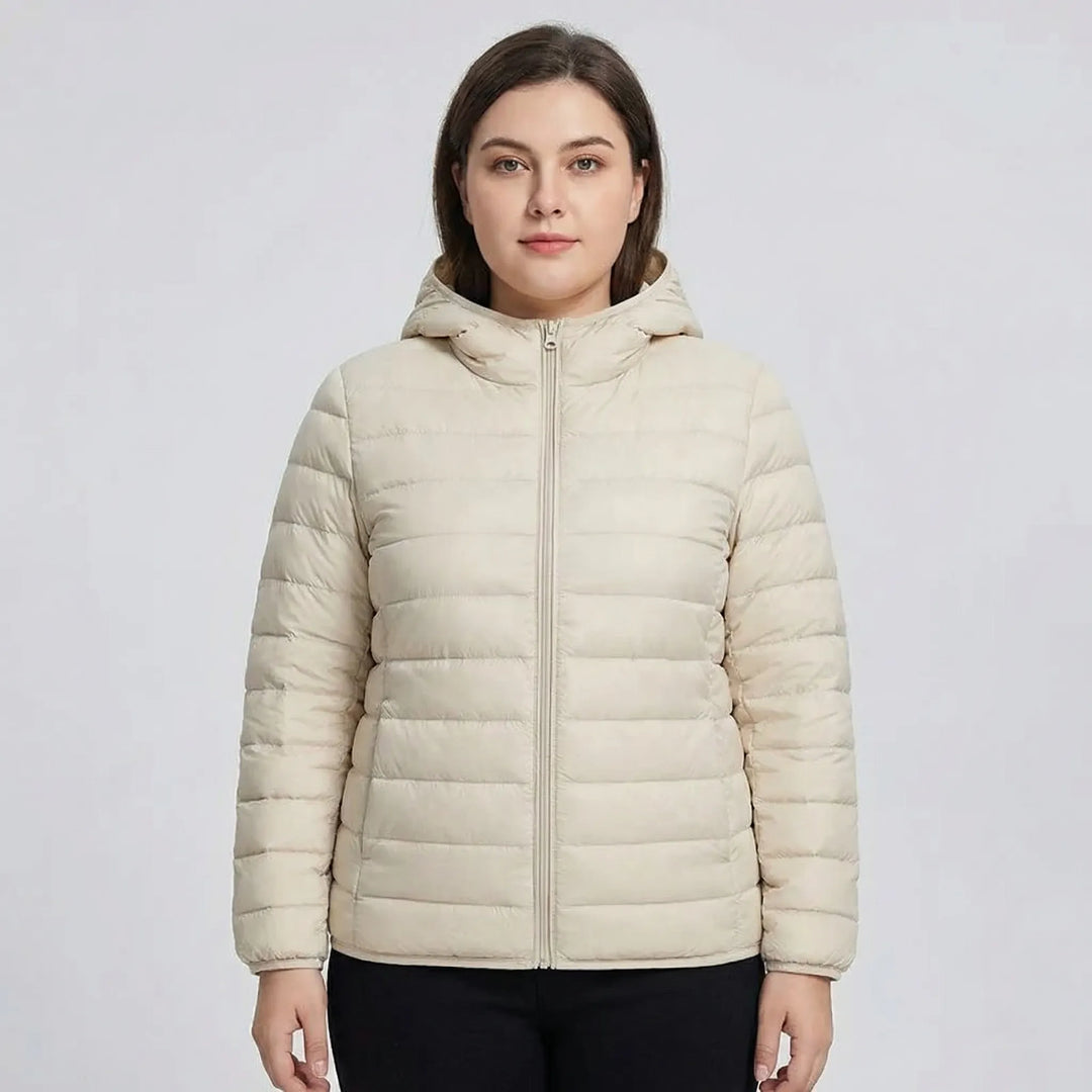Plus-Size Insulated Zip-Up Jacket - Rose