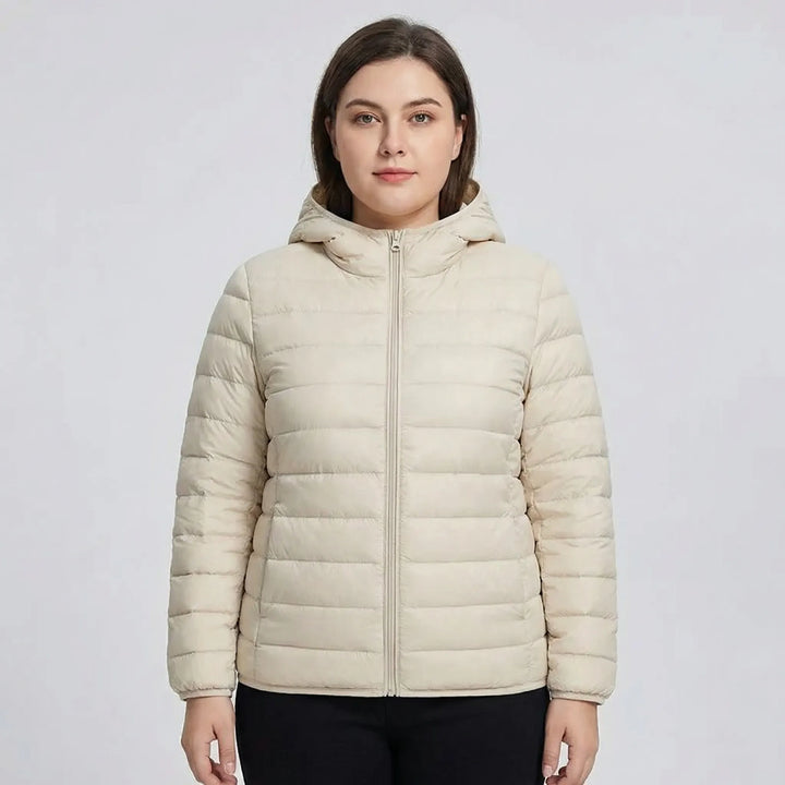 Plus-Size Insulated Zip-Up Jacket - Rose