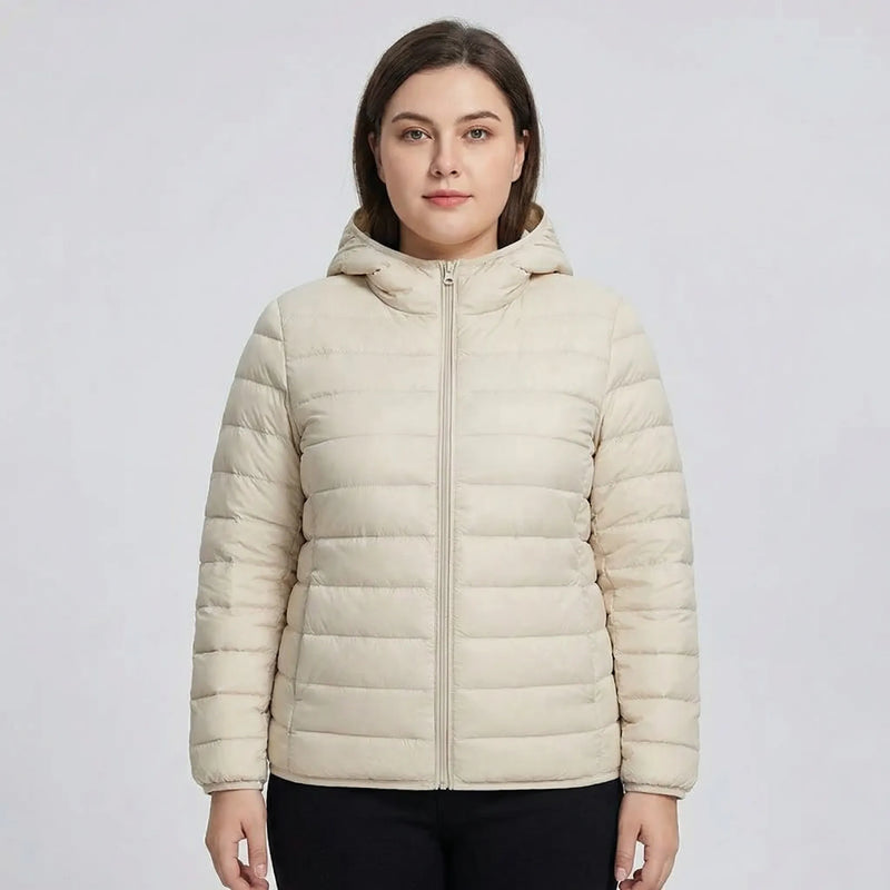 Plus-Size Insulated Zip-Up Jacket - Rose