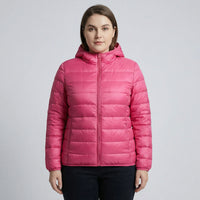 Plus-Size Insulated Zip-Up Jacket - Rose