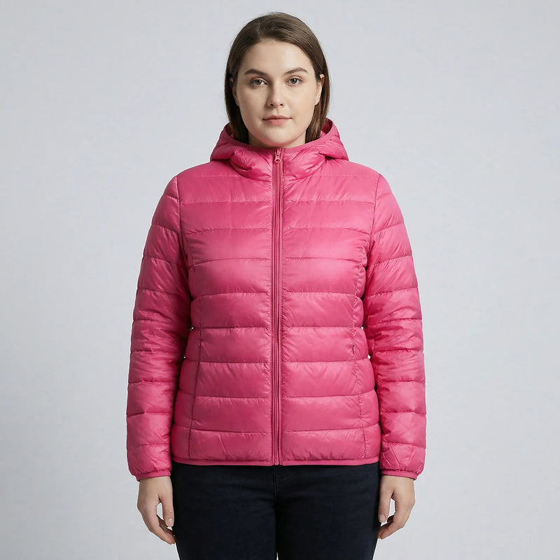 Plus-Size Insulated Zip-Up Jacket - Rose