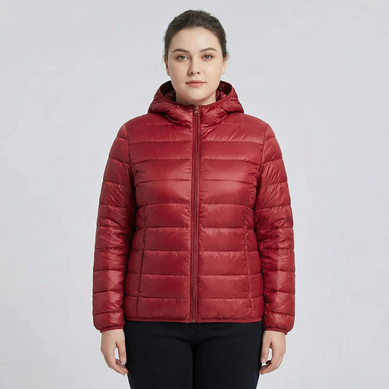 Plus-Size Insulated Zip-Up Jacket - Rose