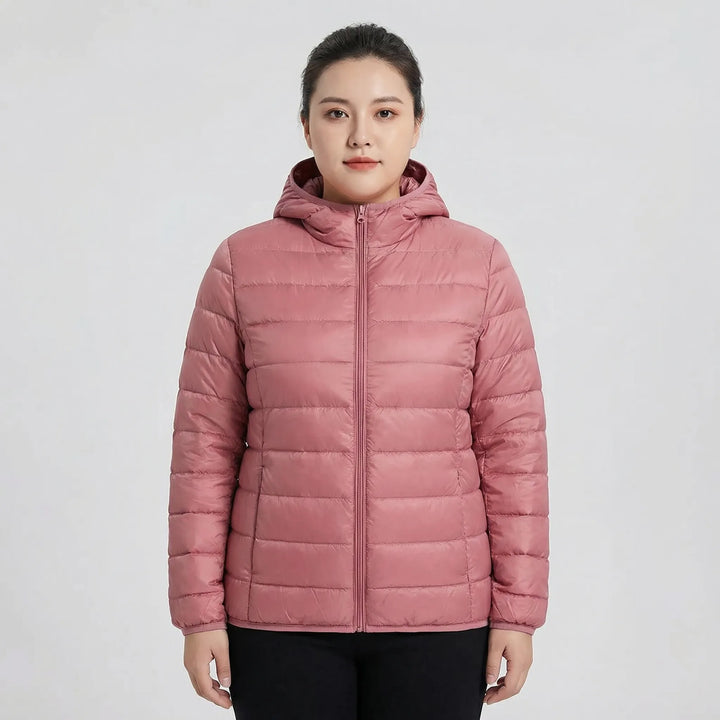Plus-Size Insulated Zip-Up Jacket - Rose