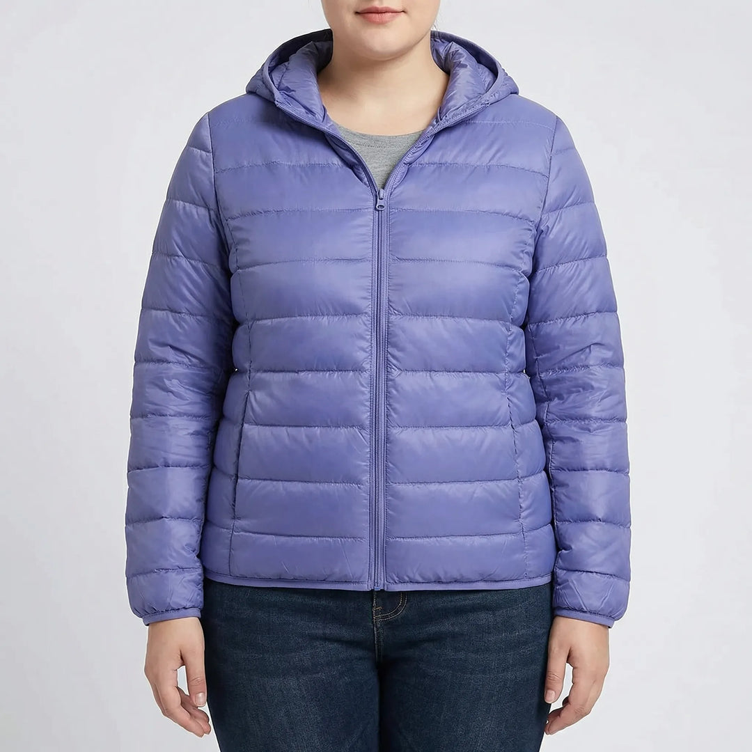 Plus-Size Insulated Zip-Up Jacket - Rose