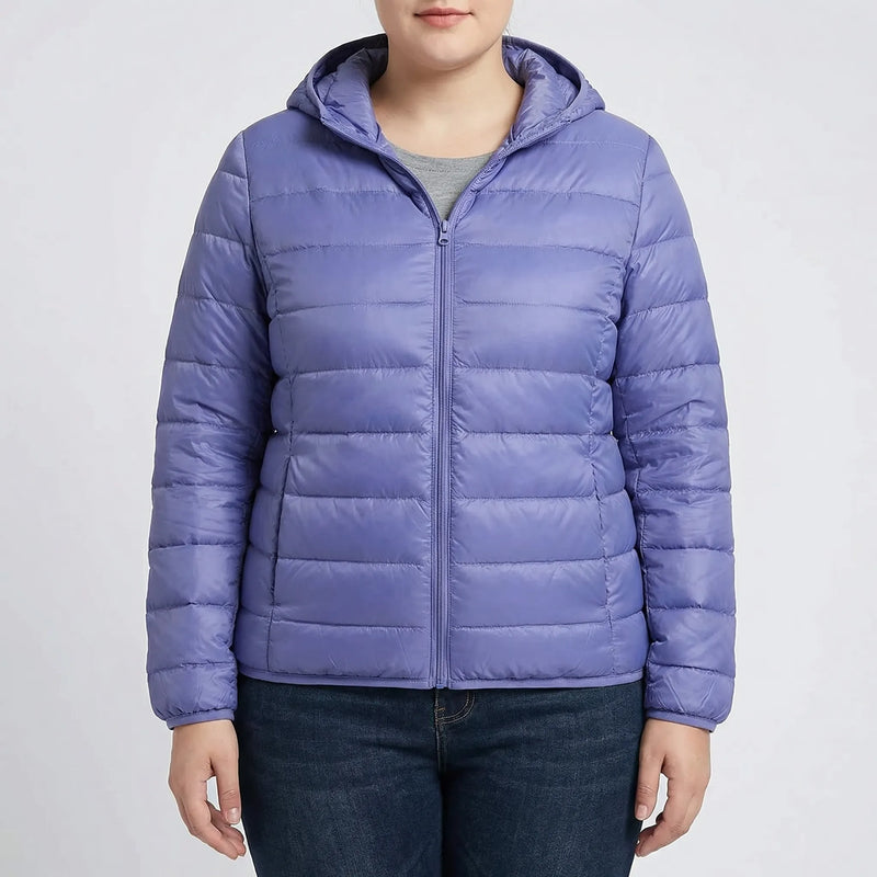 Plus-Size Insulated Zip-Up Jacket - Rose