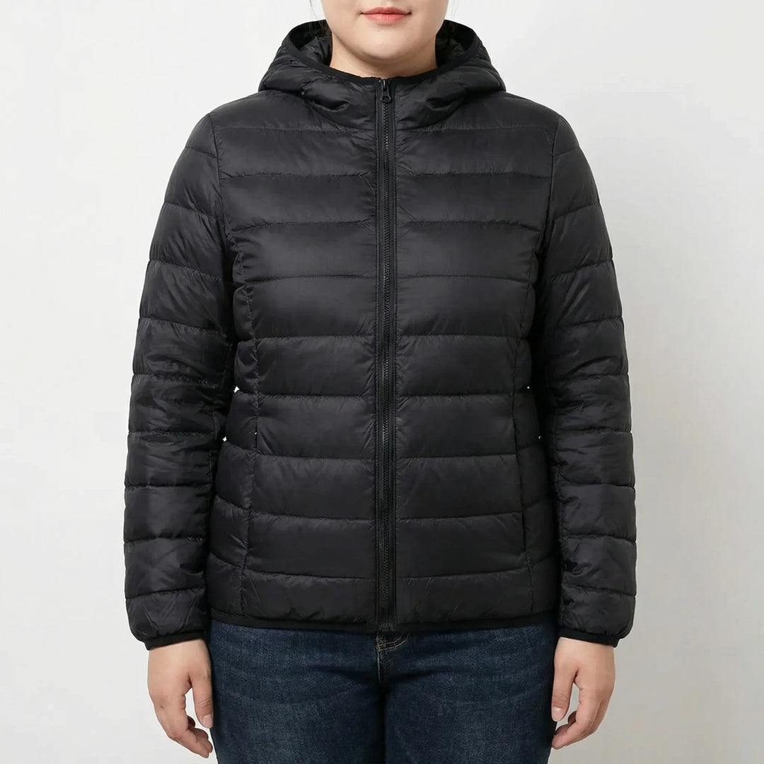 Plus-Size Insulated Zip-Up Jacket - Rose