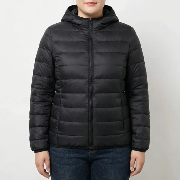 Plus-Size Insulated Zip-Up Jacket - Rose
