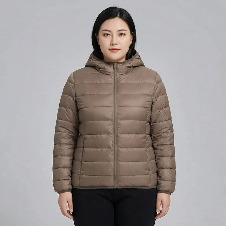 Plus-Size Insulated Zip-Up Jacket - Rose
