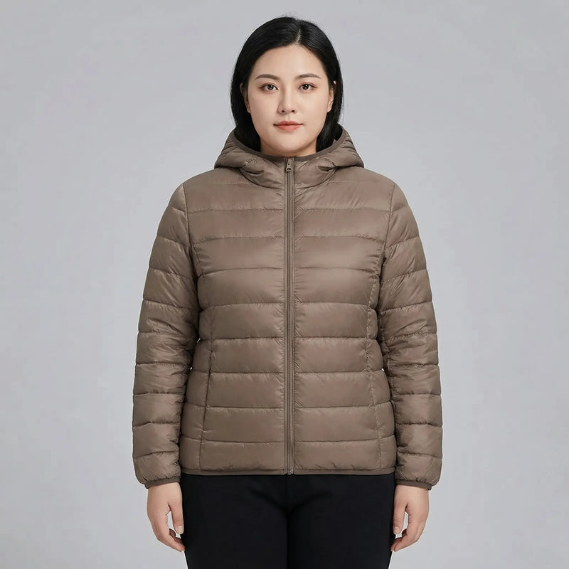 Plus-Size Insulated Zip-Up Jacket - Rose