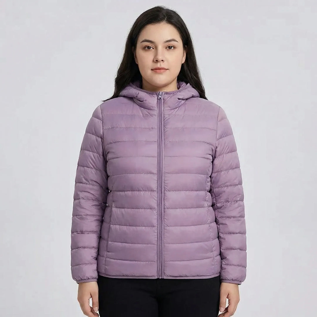 Plus-Size Insulated Zip-Up Jacket - Rose