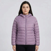 Plus-Size Insulated Zip-Up Jacket - Rose