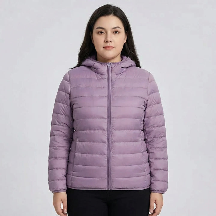 Plus-Size Insulated Zip-Up Jacket - Rose