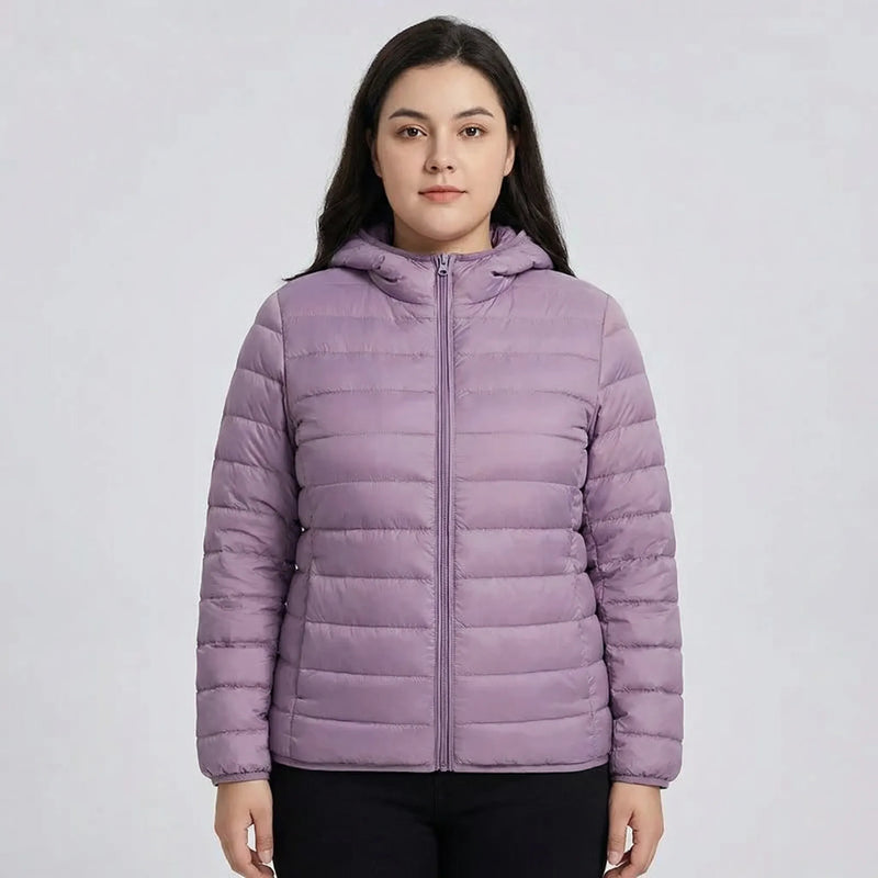 Plus-Size Insulated Zip-Up Jacket - Rose