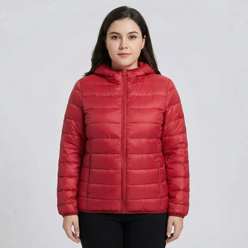 Plus-Size Insulated Zip-Up Jacket - Rose