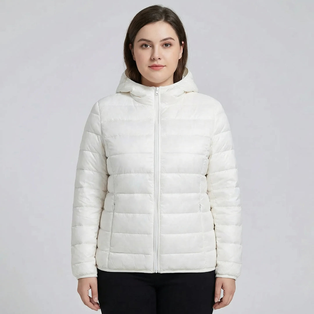 Plus-Size Insulated Zip-Up Jacket - Rose