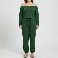 Plus Size Asymmetric Shoulder Two-Piece Set - Julia