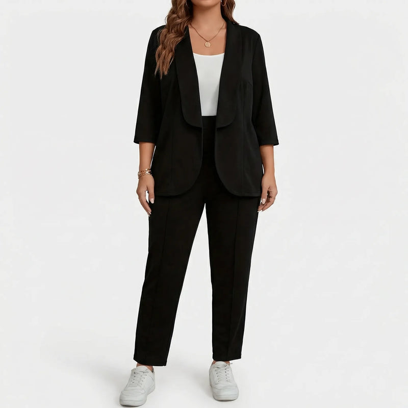 Plus Size Blazer And Pants Set - Karla