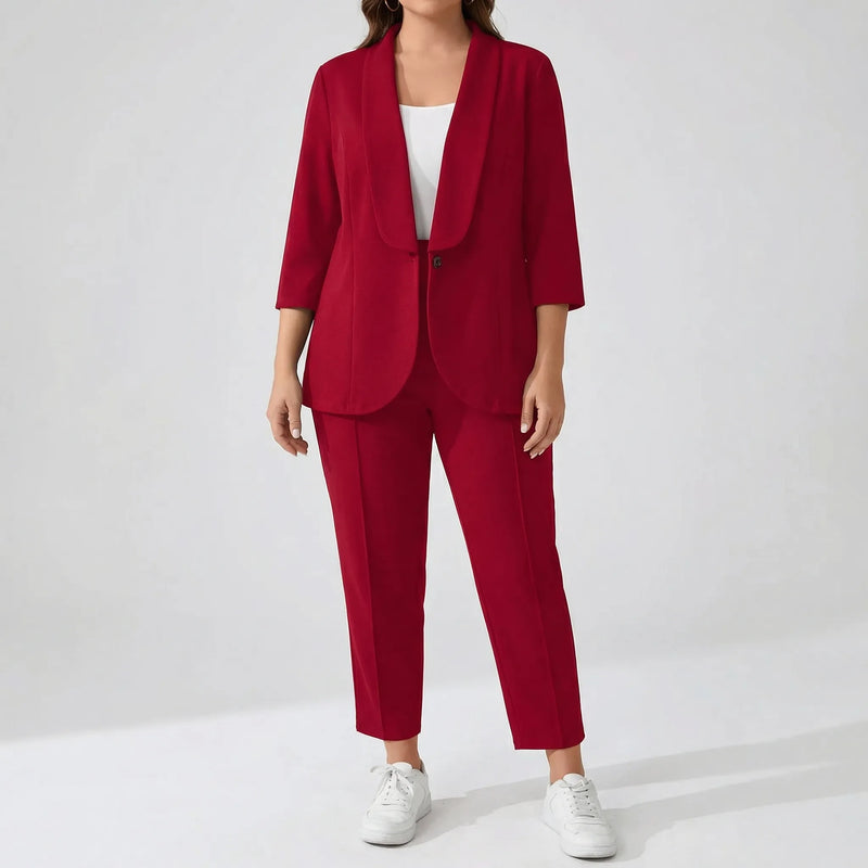 Plus Size Blazer And Pants Set - Karla