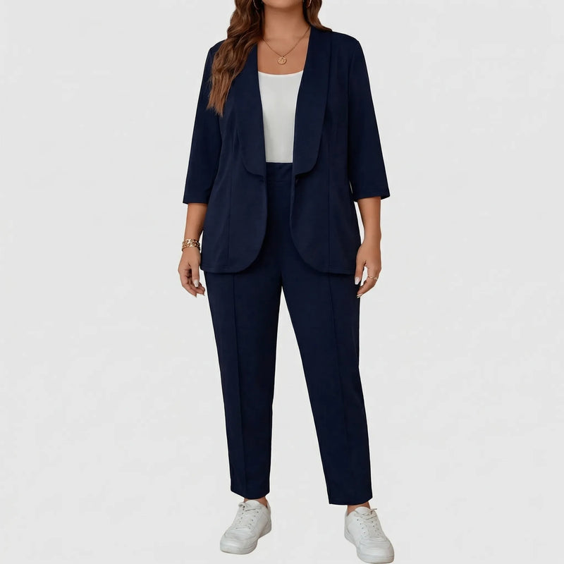 Plus Size Blazer And Pants Set - Karla
