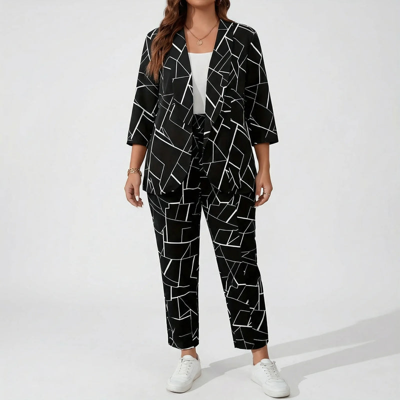 Plus Size Blazer And Pants Set - Karla