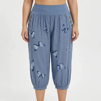 Plus Size Butterfly Print Capri Pants - Ella