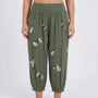 Plus Size Butterfly Print Capri Pants - Ella